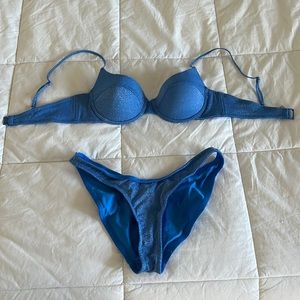 Triangl blue sparkle two piece suit